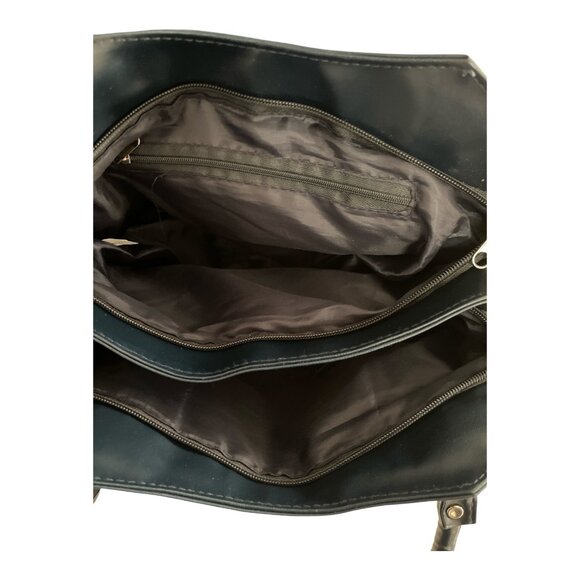 VTG Western-Inspired Dark Navy Blue Denim & Faux Leather Handbag - Picture 6 of 7